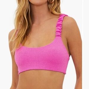 NWT Beach Riot Pink Shimmer Bikini Top L